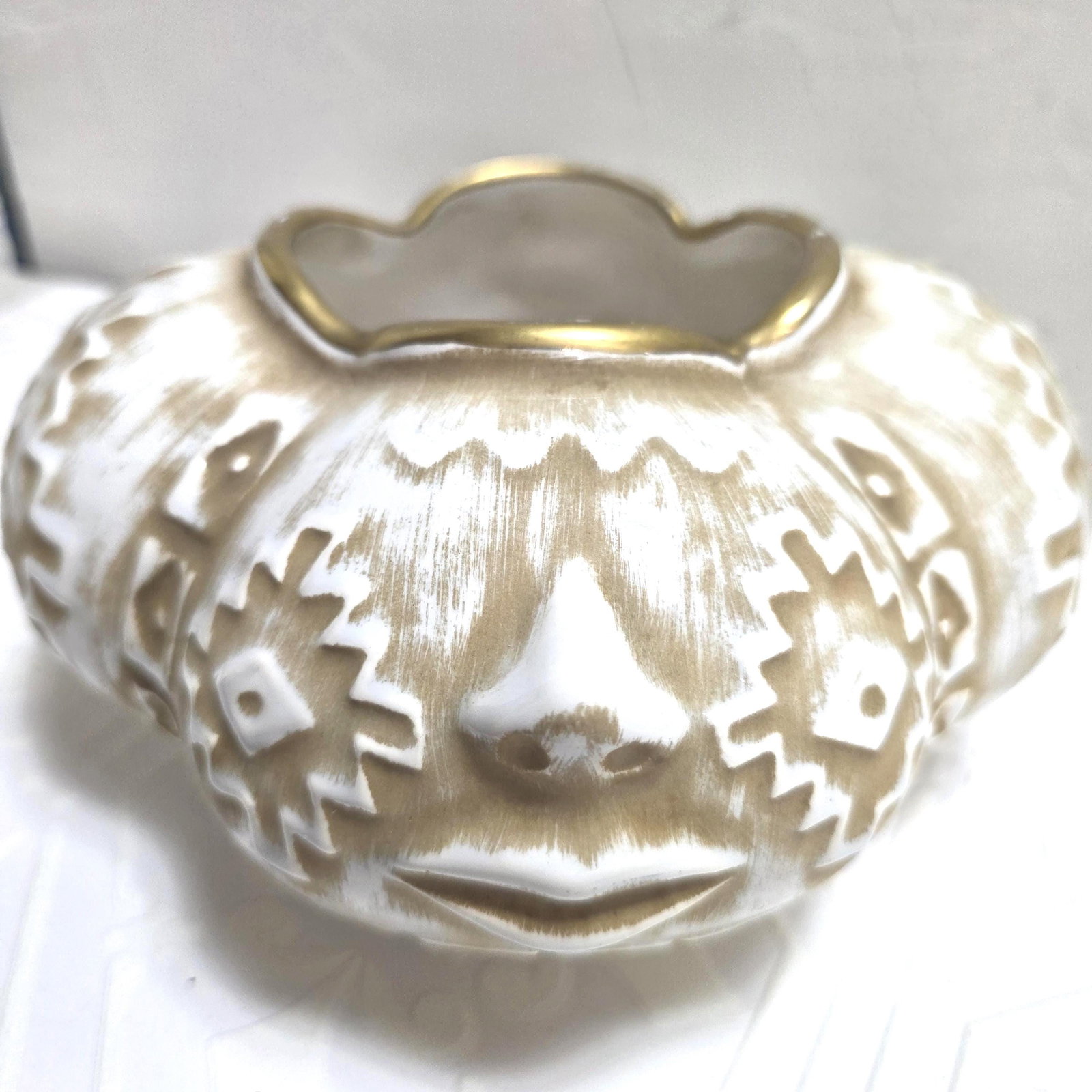 1960 Rare Haeger Face Planter Cachepot Organic Modern Art Pottery Shelf Bookcase Decor - 16