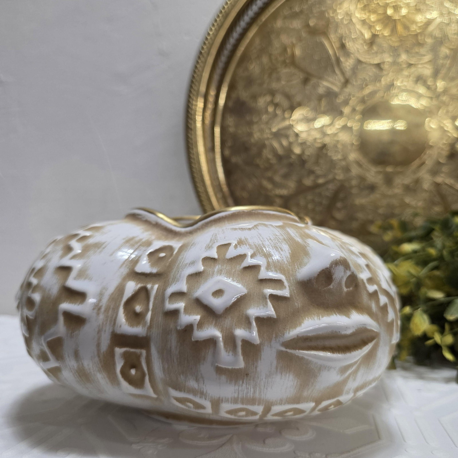 1960 Rare Haeger Face Planter Cachepot Organic Modern Art Pottery Shelf Bookcase Decor - 17