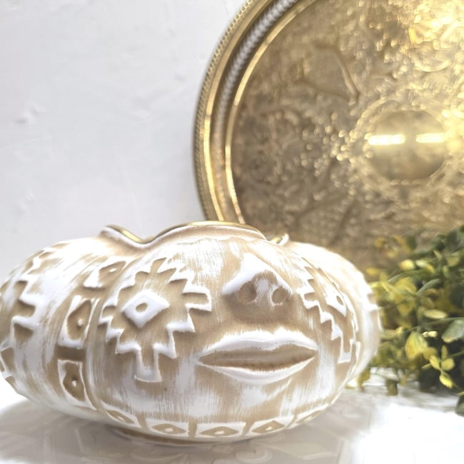 1960 Rare Haeger Face Planter Cachepot Organic Modern Art Pottery Shelf Bookcase Decor - 2