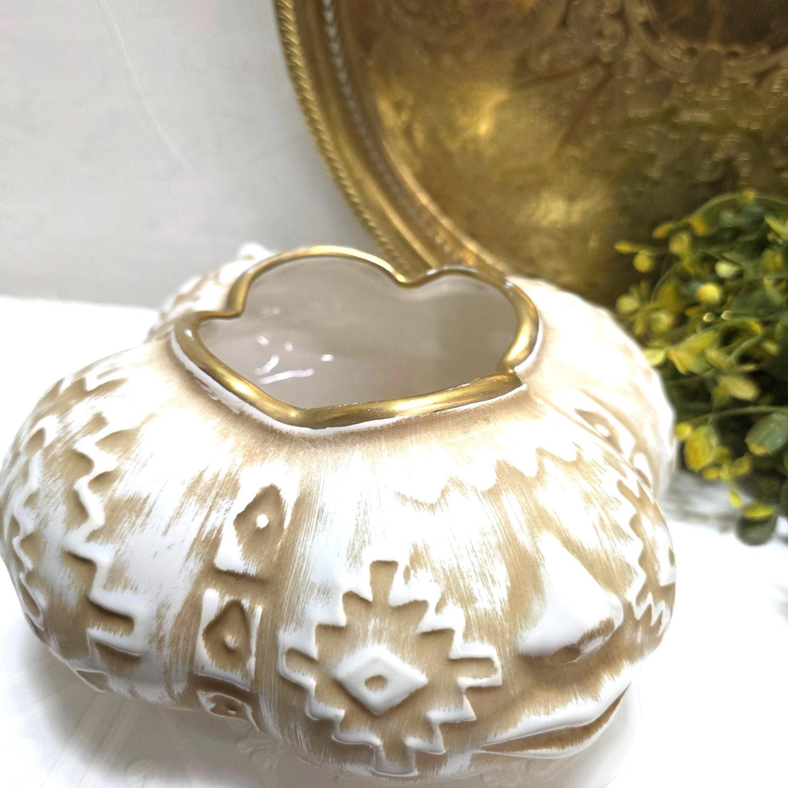 1960 Rare Haeger Face Planter Cachepot Organic Modern Art Pottery Shelf Bookcase Decor - 7