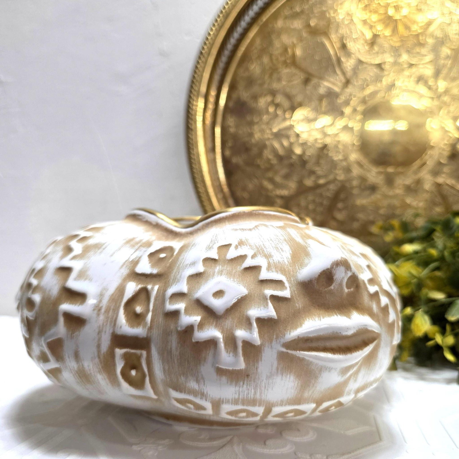 1960 Rare Haeger Face Planter Cachepot Organic Modern Art Pottery Shelf Bookcase Decor - 8