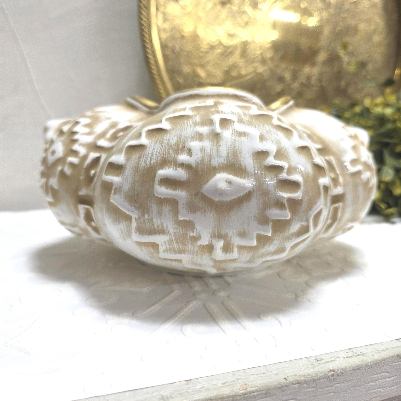 1960 Rare Haeger Face Planter Cachepot Organic Modern Art Pottery Shelf Bookcase Decor - 9