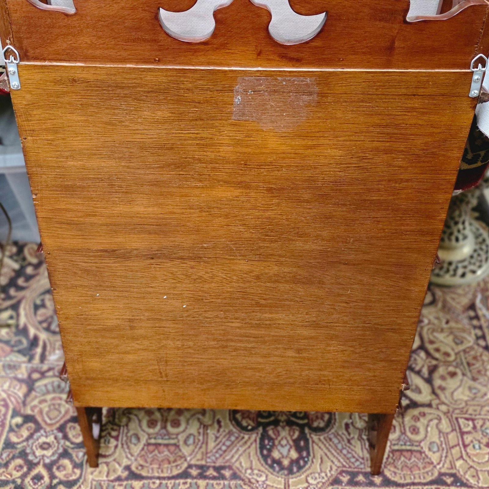 1970 Large Wood Wall Shelf Mahogany Chinoiserie Chippendale Etagere Curating Living Room - 13