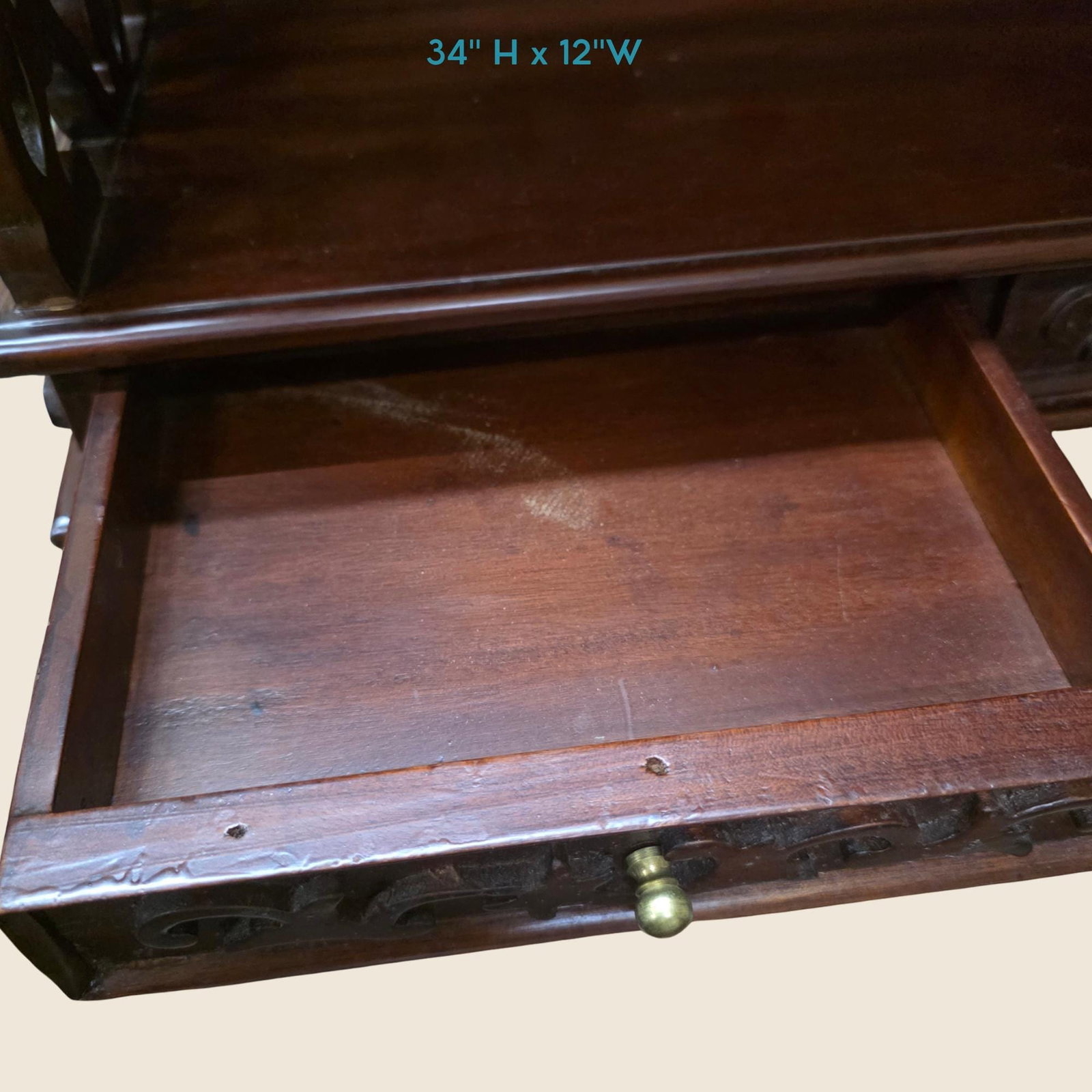 1970 Large Wood Wall Shelf Mahogany Chinoiserie Chippendale Etagere Curating Living Room - 3