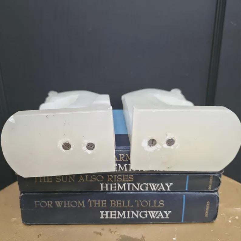 Vintage Onyx Horse Bookends Mid Century Carved Alabaster Chess Knight Stone Desk Decor - 5