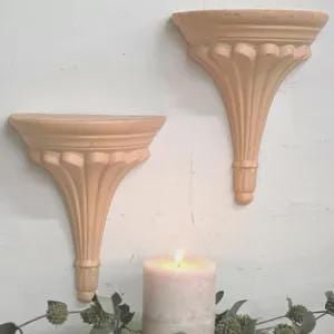 Pair Small Clay Wall Sconce Shelves Mini Organic Modern Niches 1980s Artisan Decor (1 of 9)