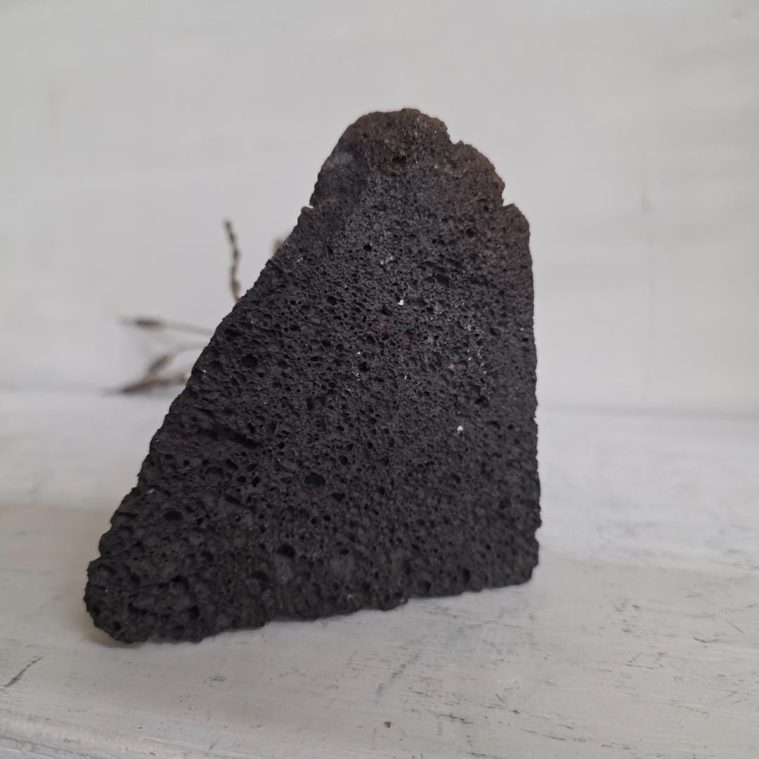 Vintage Brutalist Cattail Sculpture Lava Rock MCM Brass Metal Botanical Organic Shelf Decor (1 of 7)