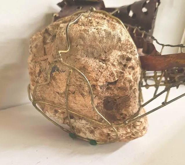 Brutalist Metal Sculpture Signed McNally Gold Mine Torch Cut Organic Industrial Gift Art - 10