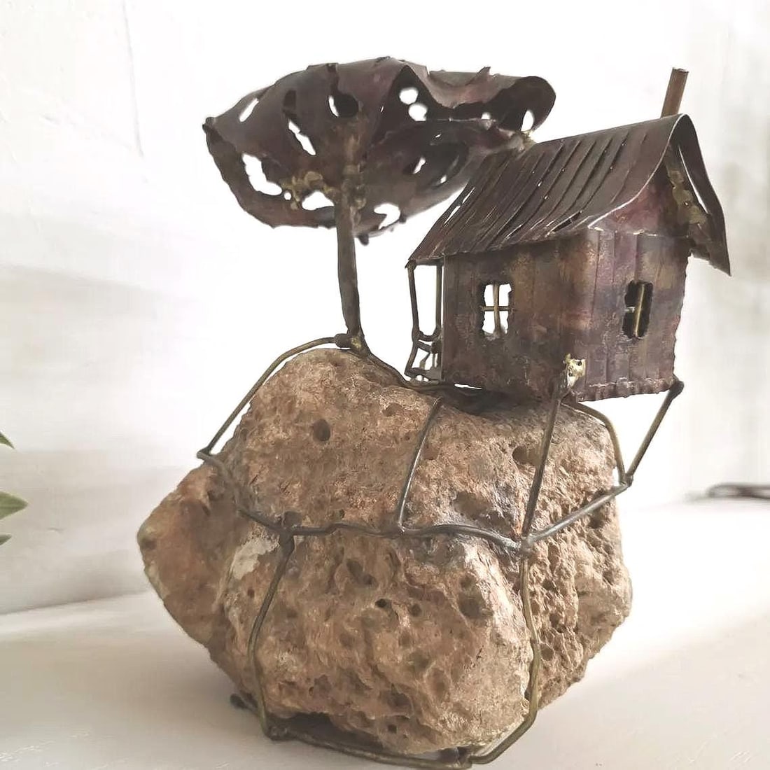 Brutalist Metal Sculpture Signed McNally Gold Mine Torch Cut Organic Industrial Gift Art - 11