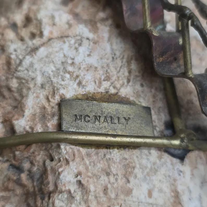 Brutalist Metal Sculpture Signed McNally Gold Mine Torch Cut Organic Industrial Gift Art - 2