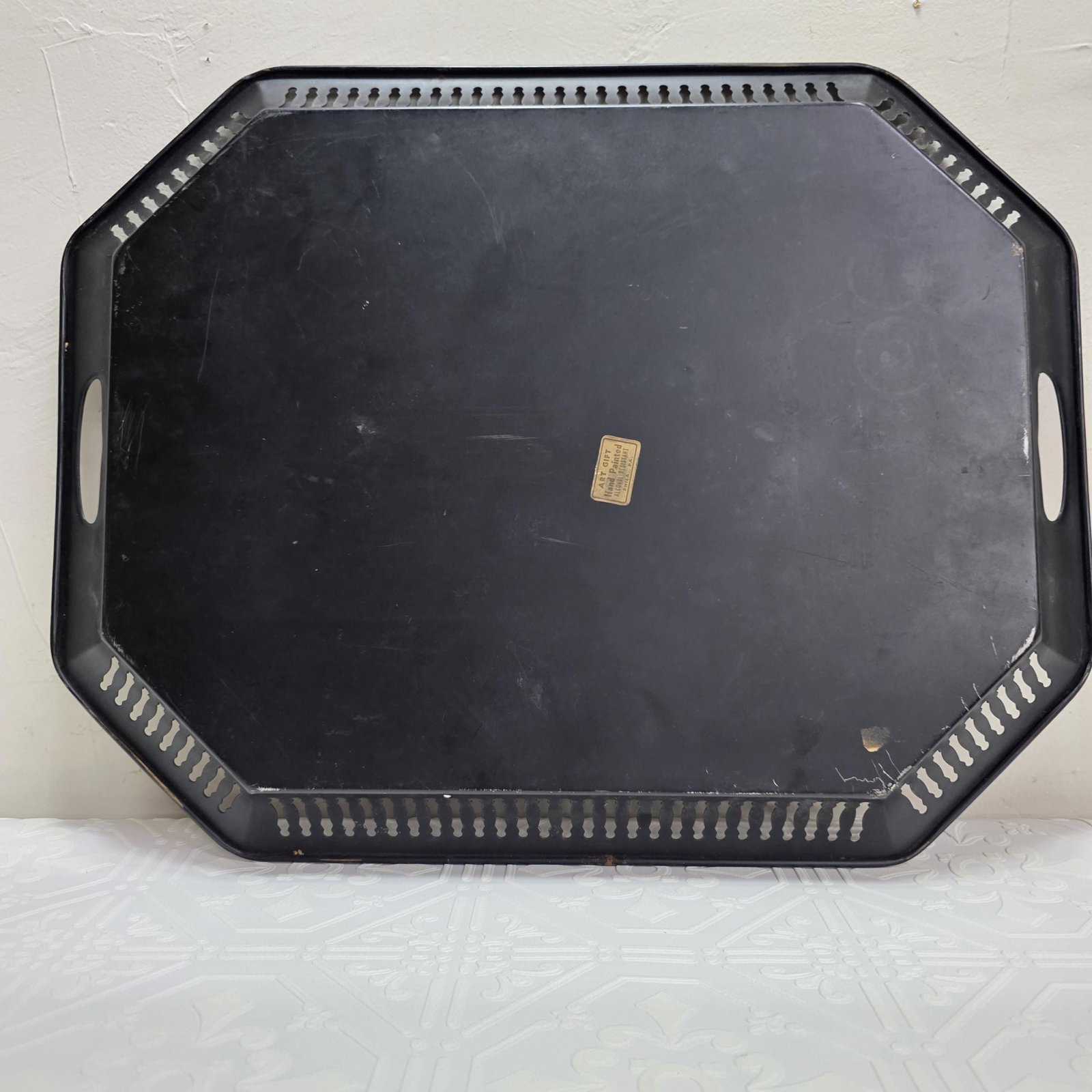 Art Gift Hand Painted Tole Tray, 1960s Philadelphia Collectible Floral Serving Tray, Vintage - 2