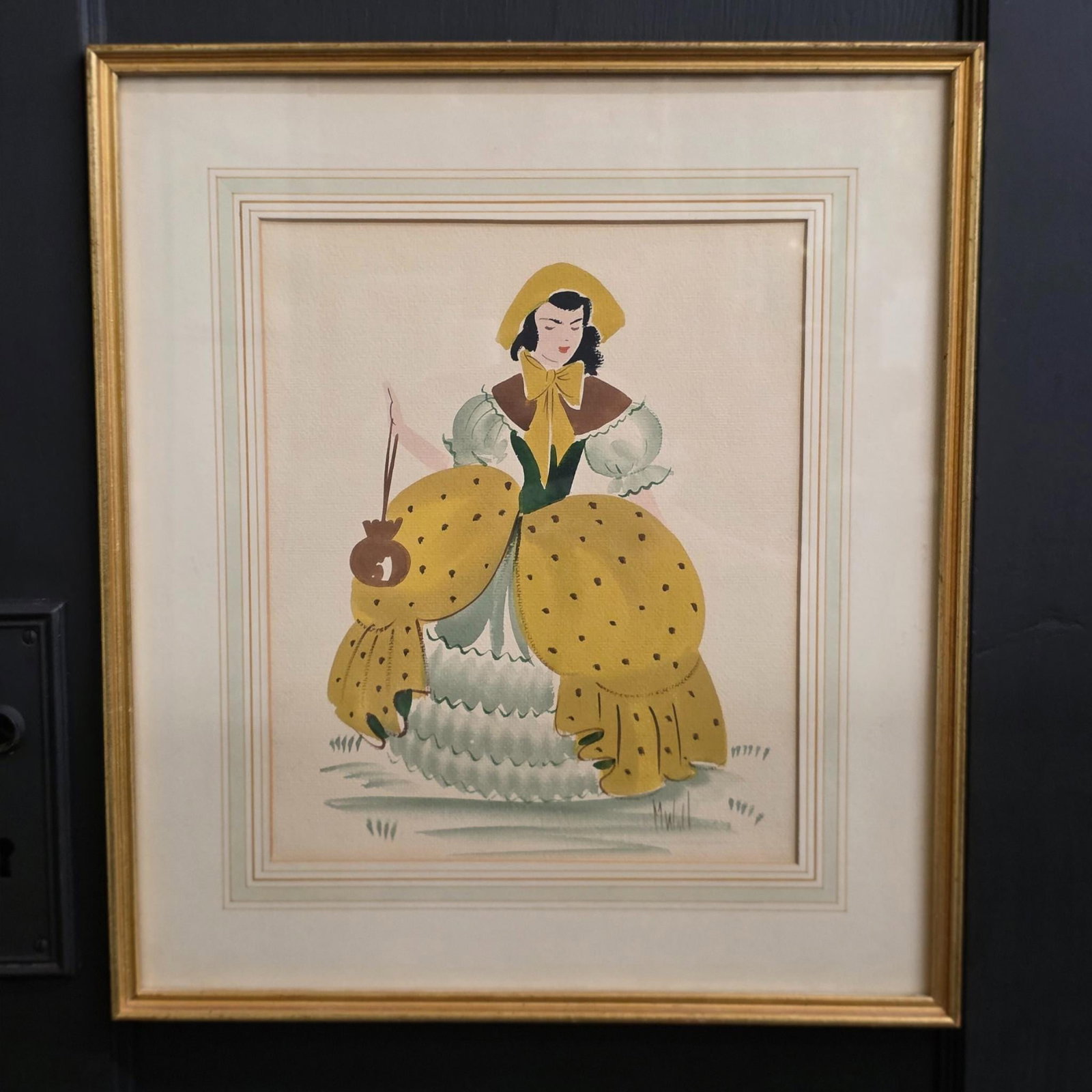Vintage Fashion Lithograph Prints Giltwood Frames (Set of 2) Cottagecore Store Display - 2
