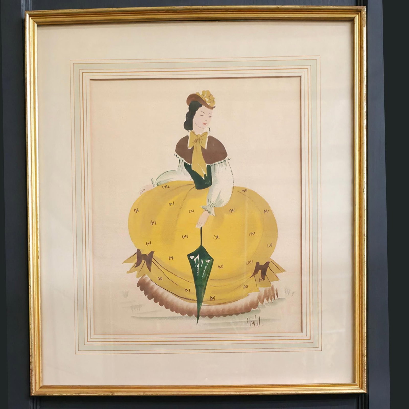 Vintage Fashion Lithograph Prints Giltwood Frames (Set of 2) Cottagecore Store Display - 3