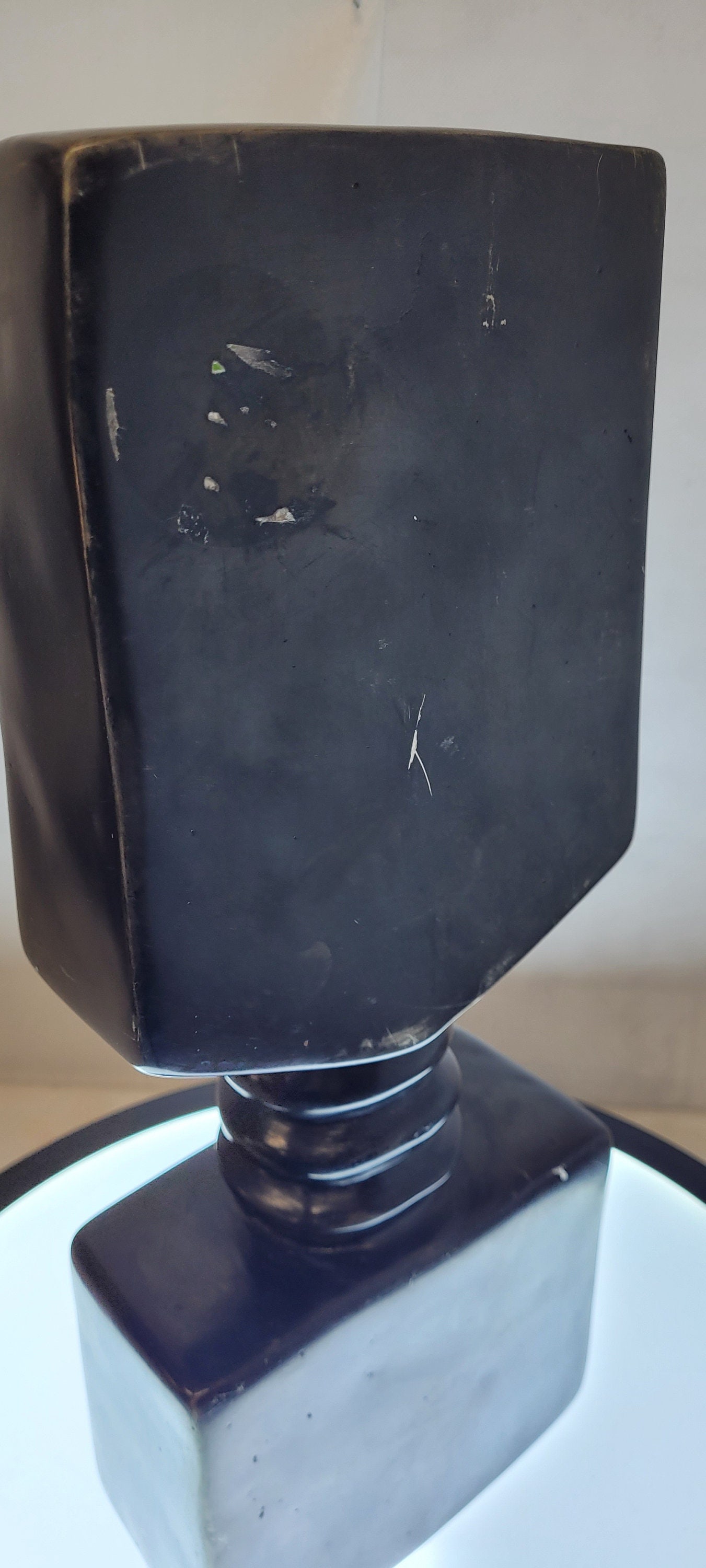 Abstract Face Bust Sculpture, Black White Modernist Tabletop Decor 1980s - 6