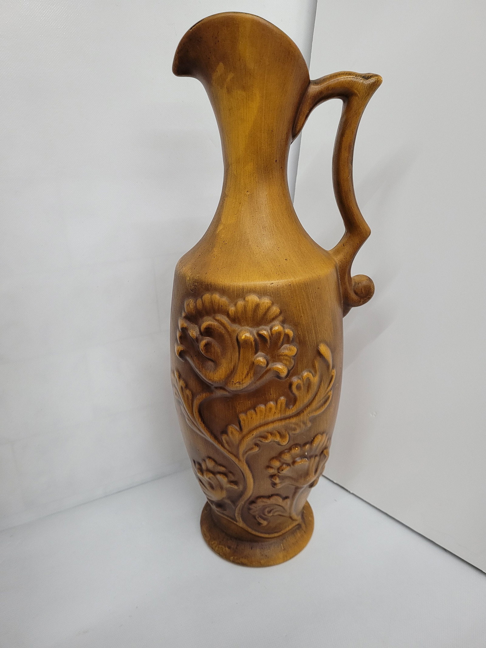 Set of 3 Royal Haeger Ewer Vases, Gold Ceramic Pottery Pitcher Set, Mid Century Old World Mantel - 5
