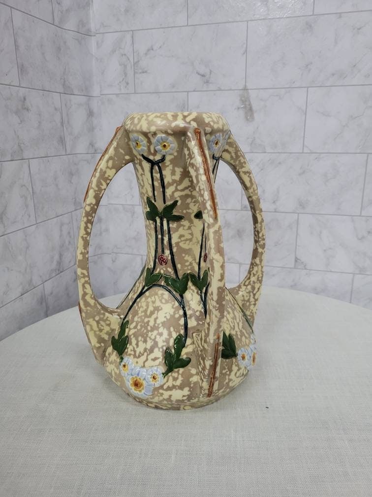 Vintage Ceramic Floral Vase Art deco Signed Royal Dux DPM Porcelain Grandmacore - 2