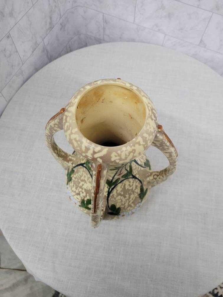 Vintage Ceramic Floral Vase Art deco Signed Royal Dux DPM Porcelain Grandmacore - 3