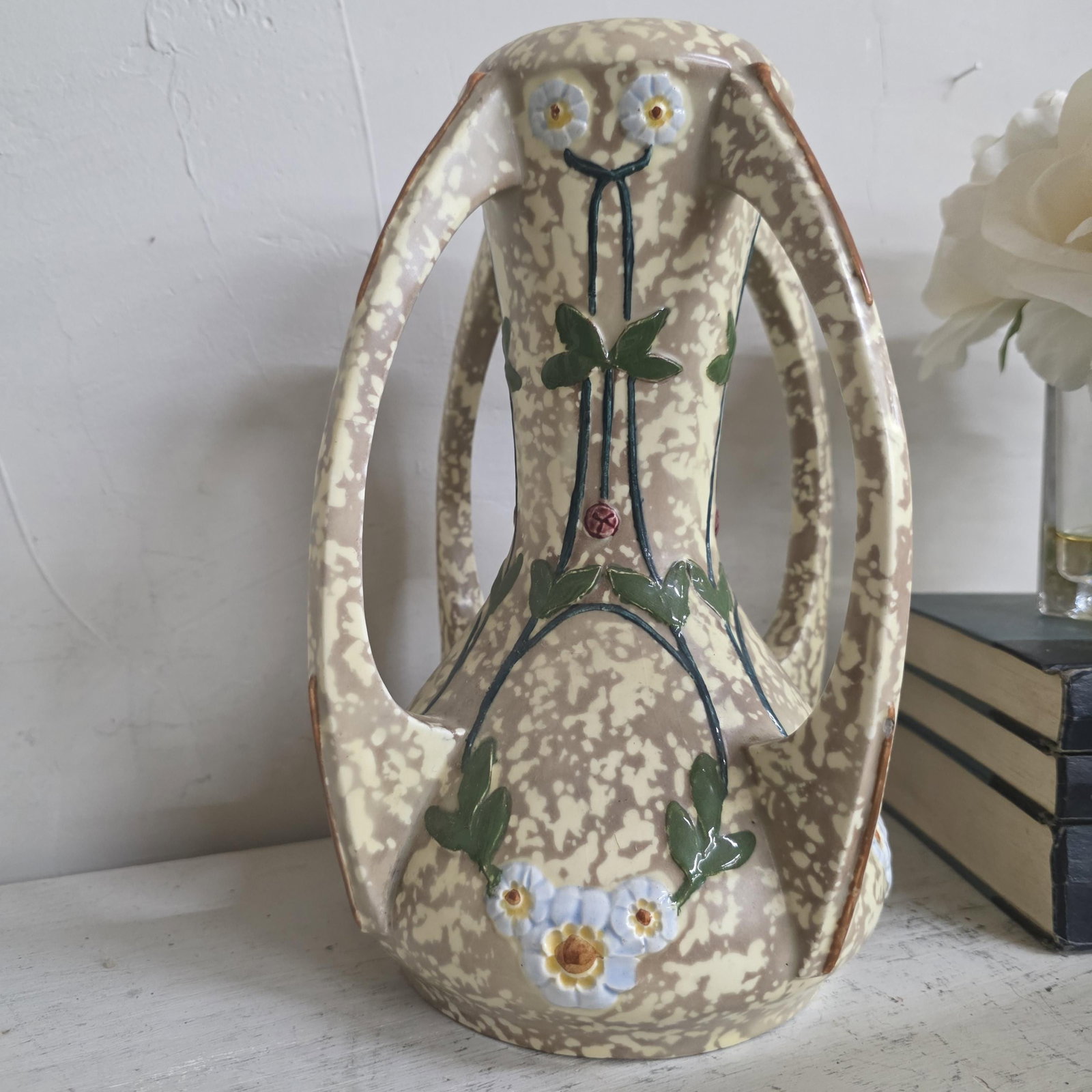 Vintage Ceramic Floral Vase Art deco Signed Royal Dux DPM Porcelain Grandmacore - 6
