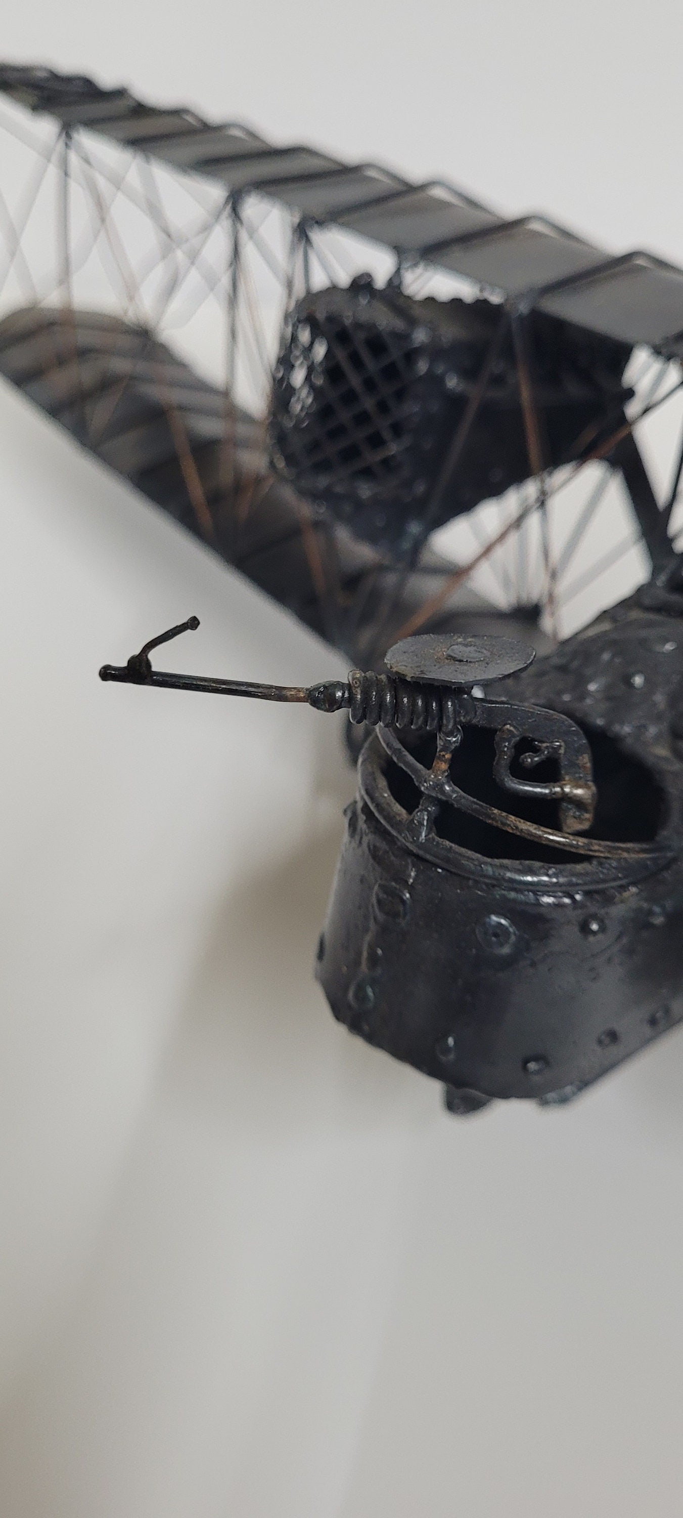 1970s Metal Biplane Sculpture Brutalist Aviation Art, Welded Airplane Model Pilot Gift - 3