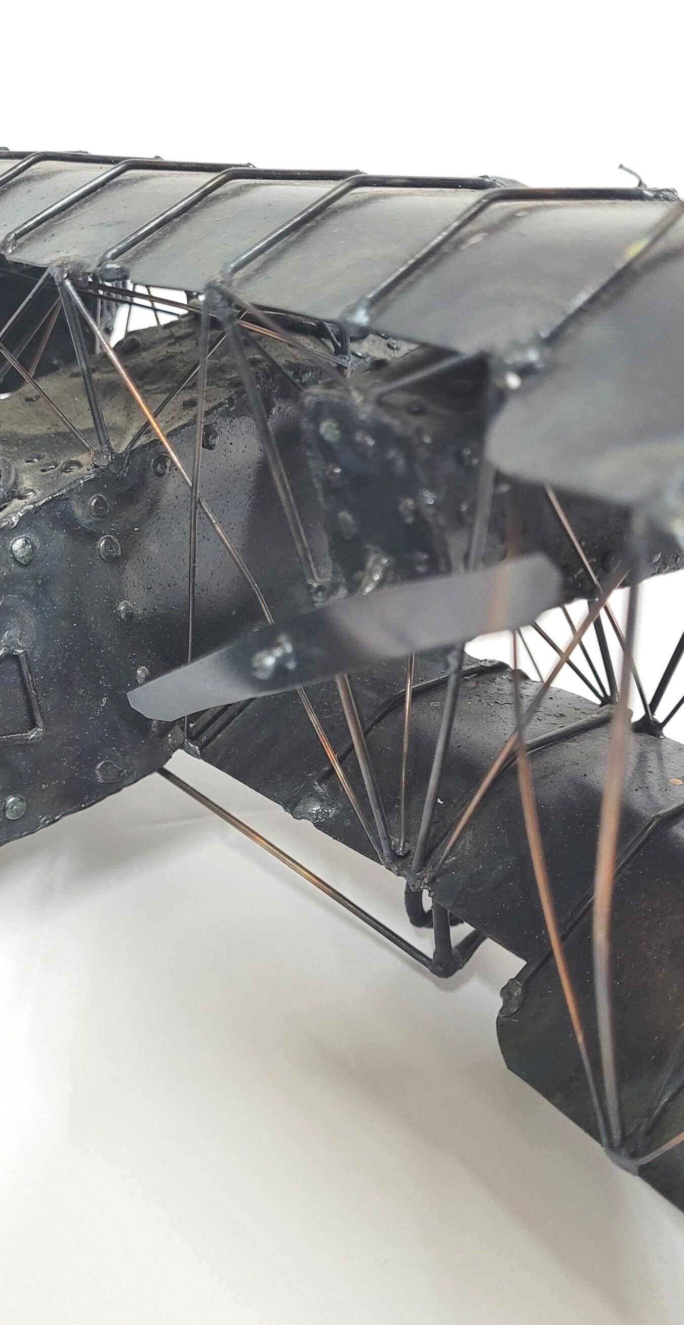 1970s Metal Biplane Sculpture Brutalist Aviation Art, Welded Airplane Model Pilot Gift - 6