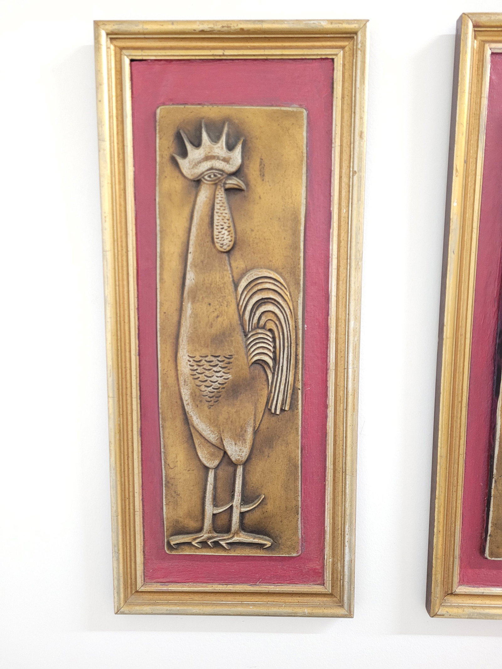 Mid Century Modern Chicken 3 D Picture Plaque Wall Art Tile Framed Print - 3
