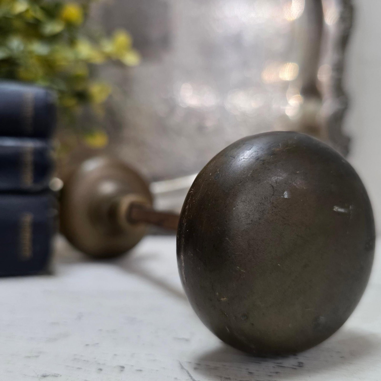 Vintage Brass Door Knob Set Old House Restoration Architectural Salvage Hardware - 7