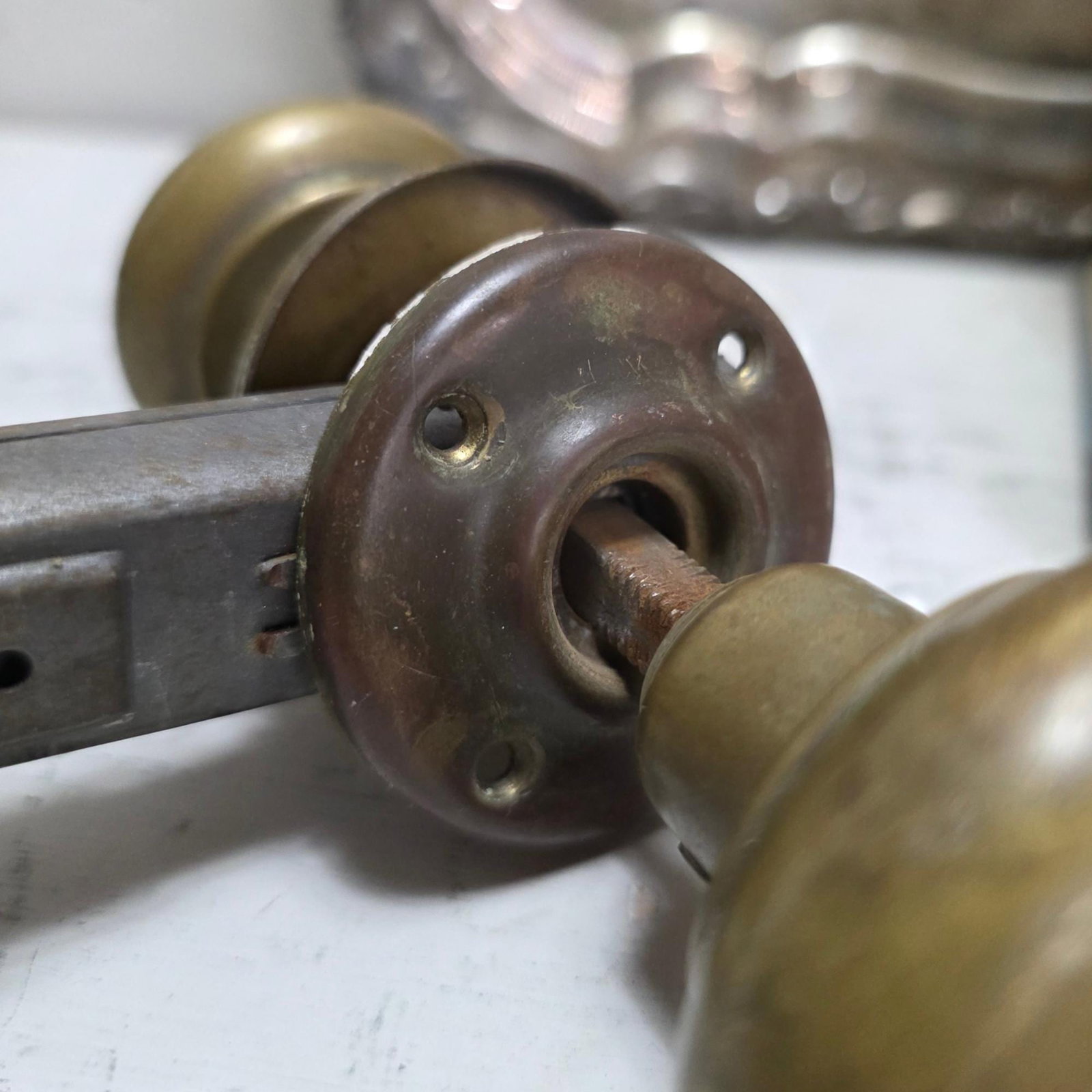 Antique Brass Door Knob Set, Architectural Hardware for Restoration DIY - 4