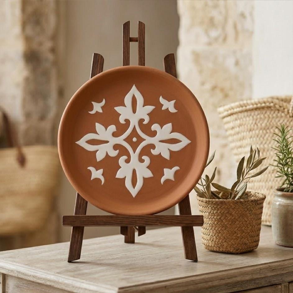 Italian Terracotta Plate Signed R Berti Mediterranean Modern Tuscan Ceramic Dish - 8