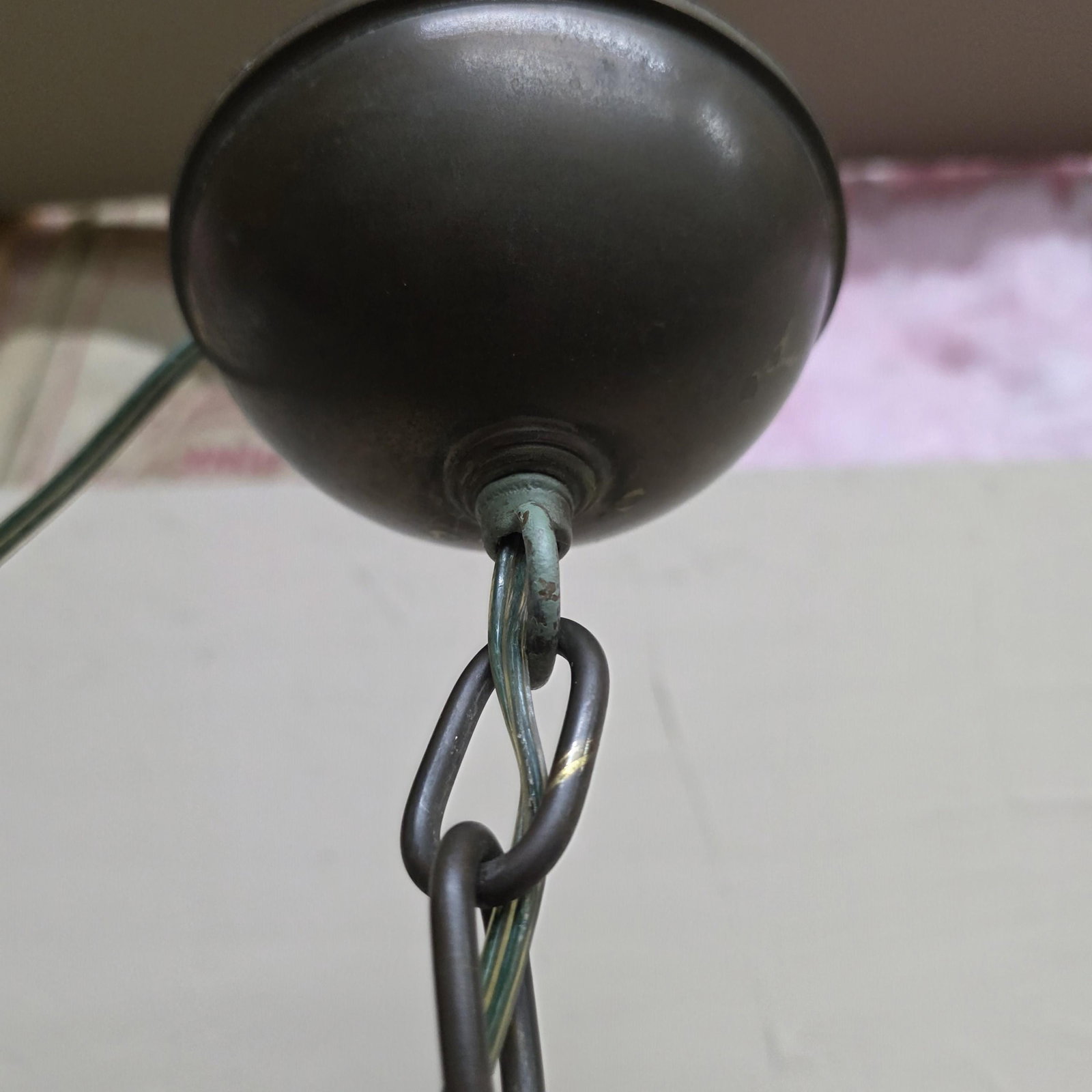 Vintage Brass Pendant Light Milk Glass Globe Rewired, Old House Kitchen Fixture, New Wiring - 7