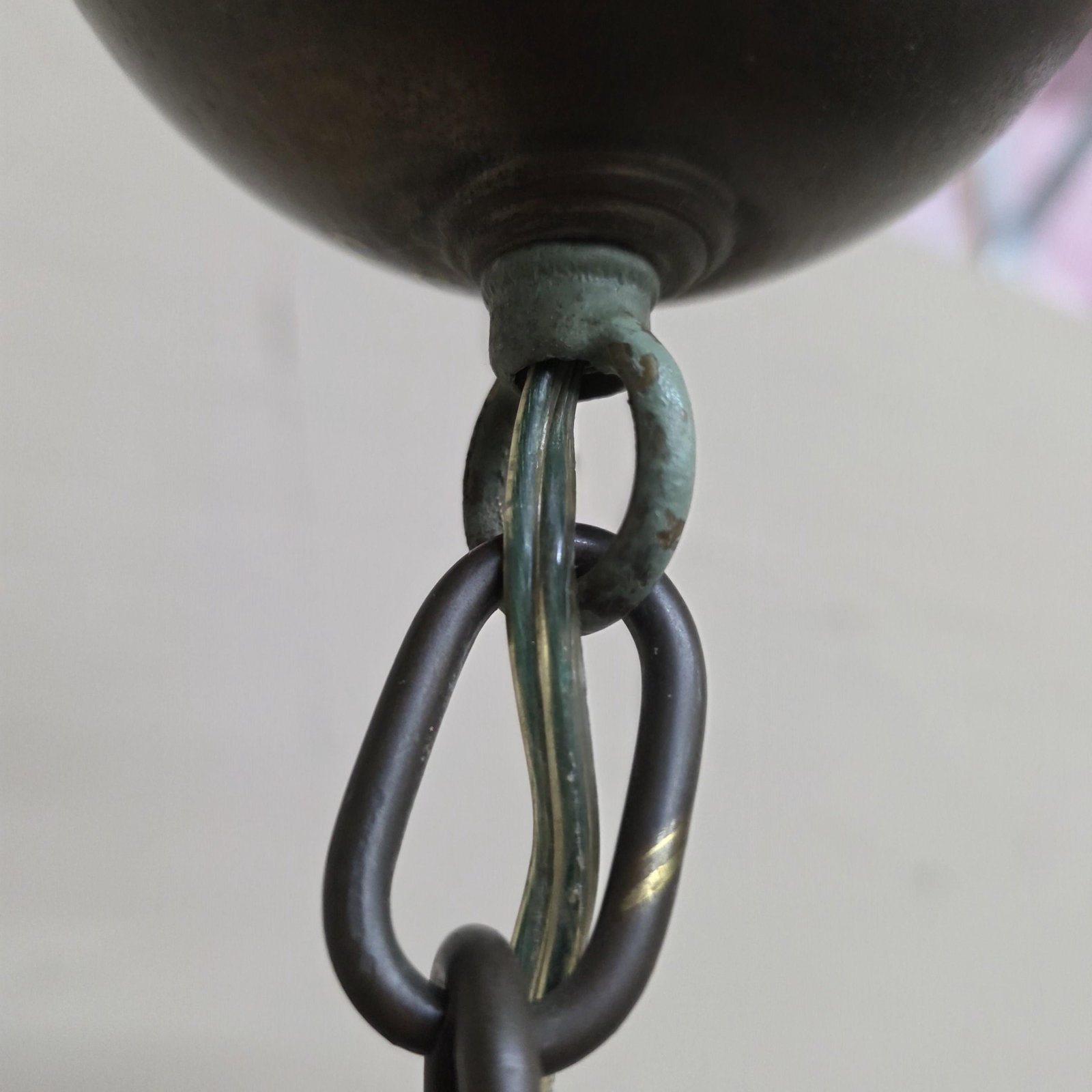Vintage Brass Pendant Light Milk Glass Globe Rewired, Old House Kitchen Fixture, New Wiring - 8