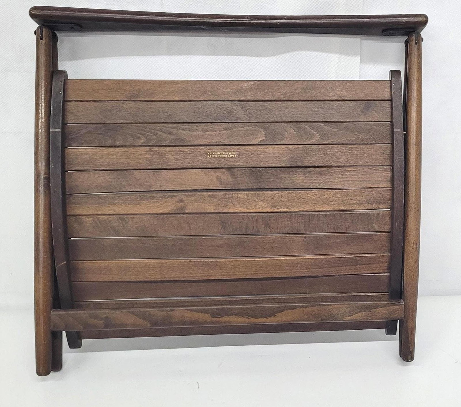 Vintage Wood Magazine Rack Slatted Beechwood Collapsible Danish Modern LP Holder MCM Display - 2