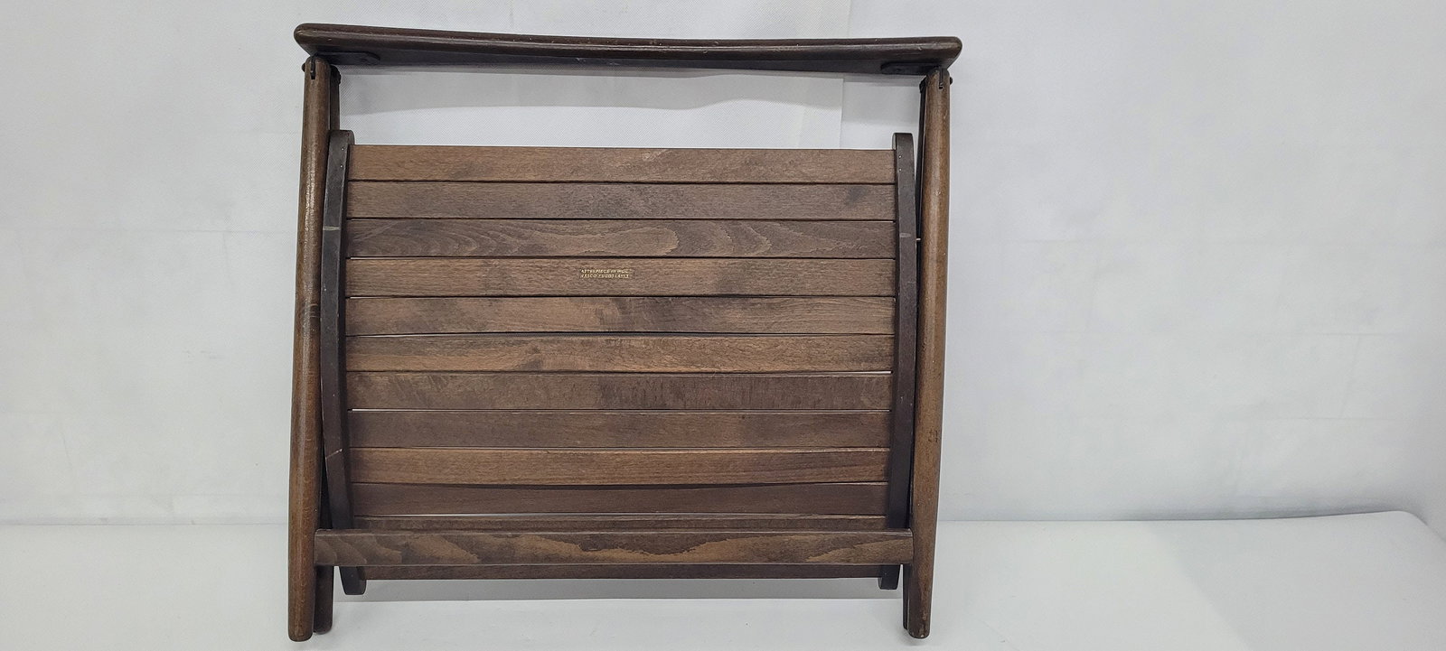 Vintage Wood Magazine Rack Slatted Beechwood Collapsible Danish Modern LP Holder MCM Display - 5