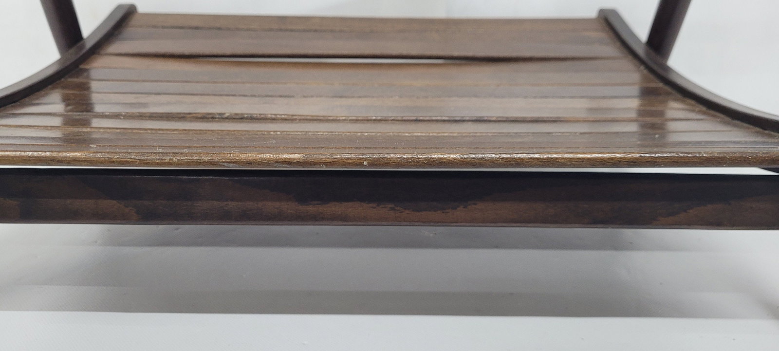 Vintage Wood Magazine Rack Slatted Beechwood Collapsible Danish Modern LP Holder MCM Display - 6