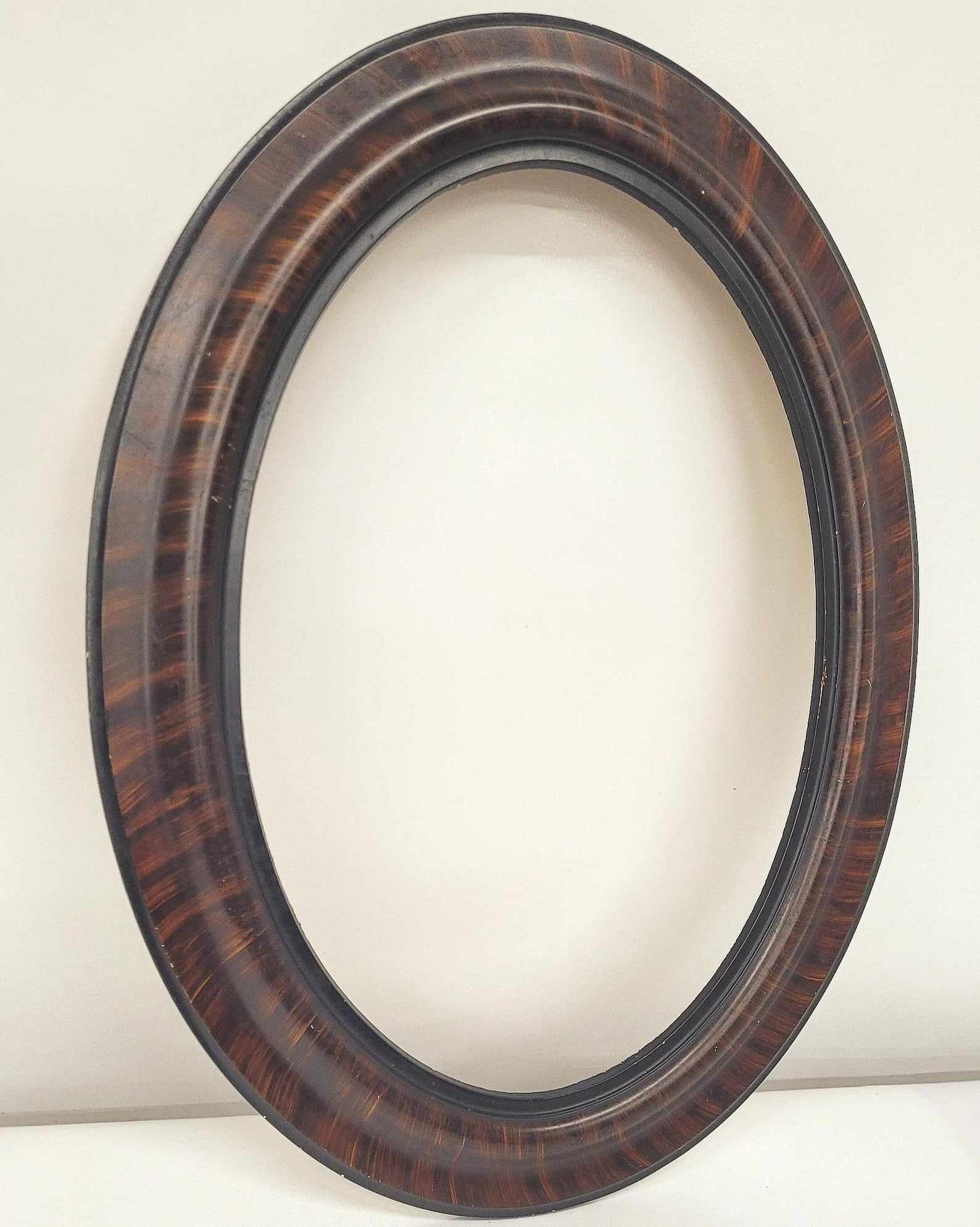 Vintage Oval Wood Frame, Faux Tortoise Shell, Traditional Entryway Decor (1 of 8)