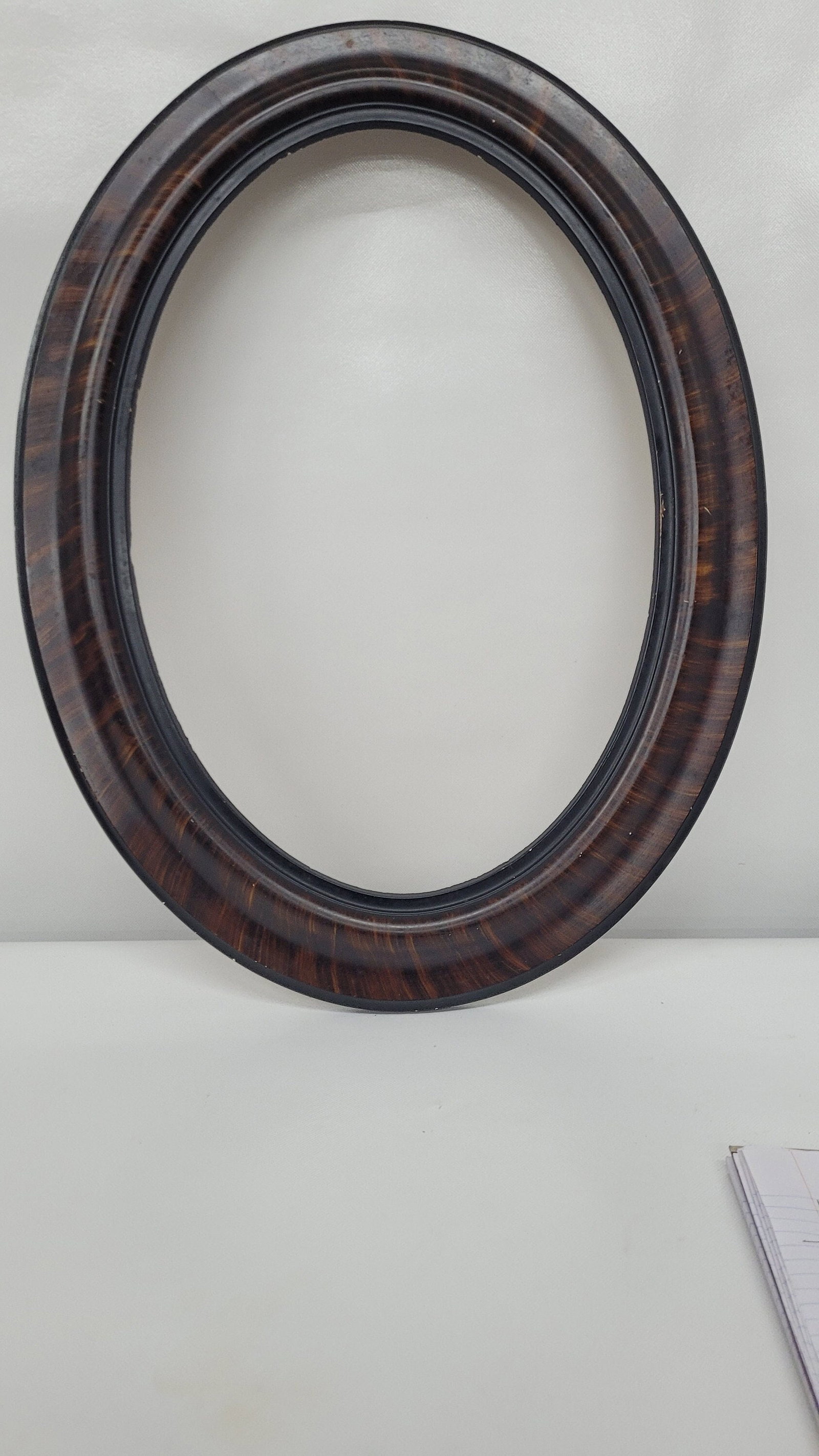 Vintage Oval Wood Frame, Faux Tortoise Shell, Traditional Entryway Decor - 5