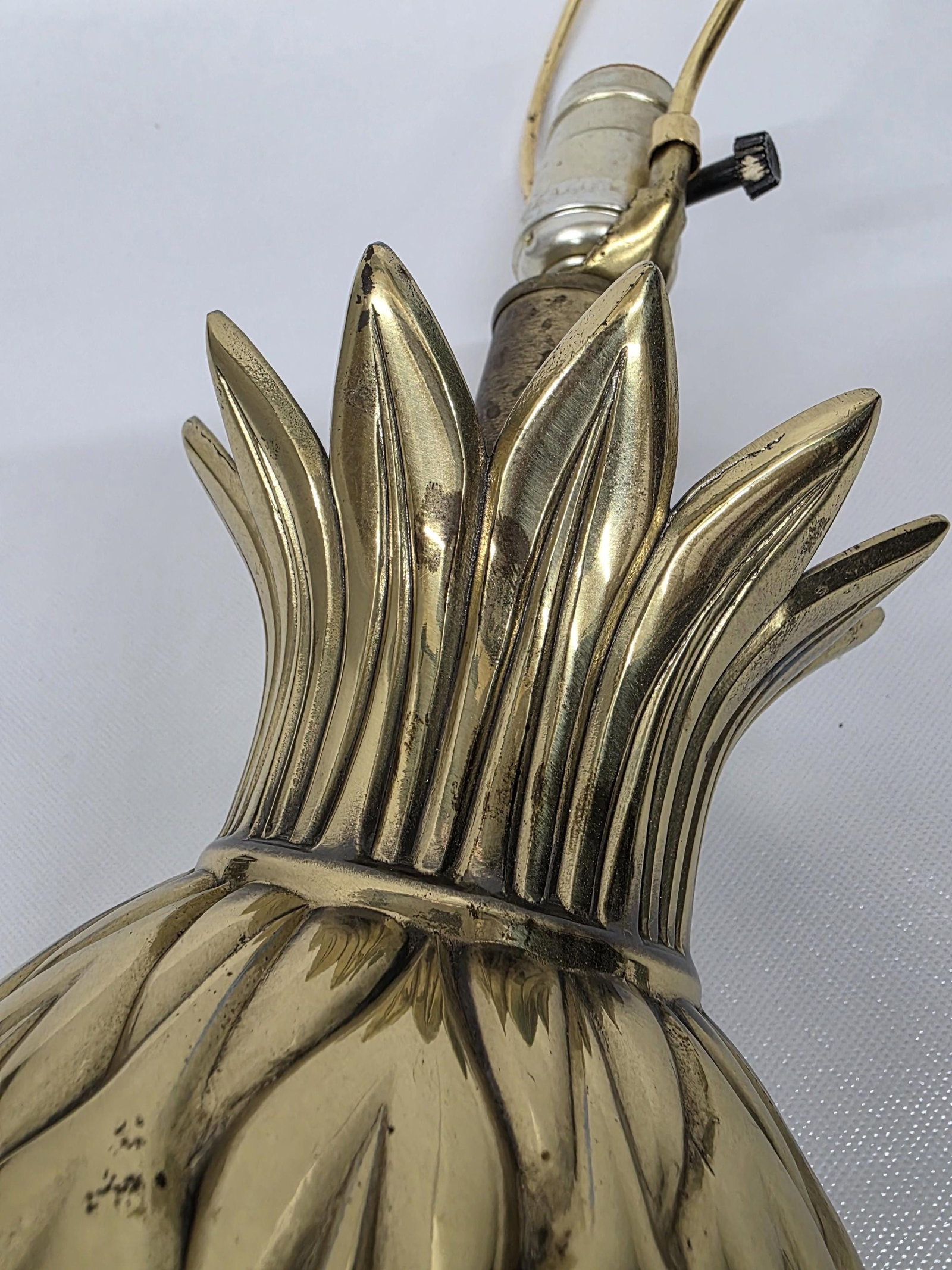1980s Brass Pineapple Lamp Table Lighting, Palm Beach Chic Decor - 14
