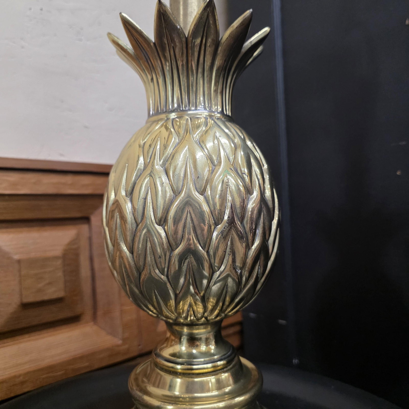 1980s Brass Pineapple Lamp Table Lighting, Palm Beach Chic Decor - 16