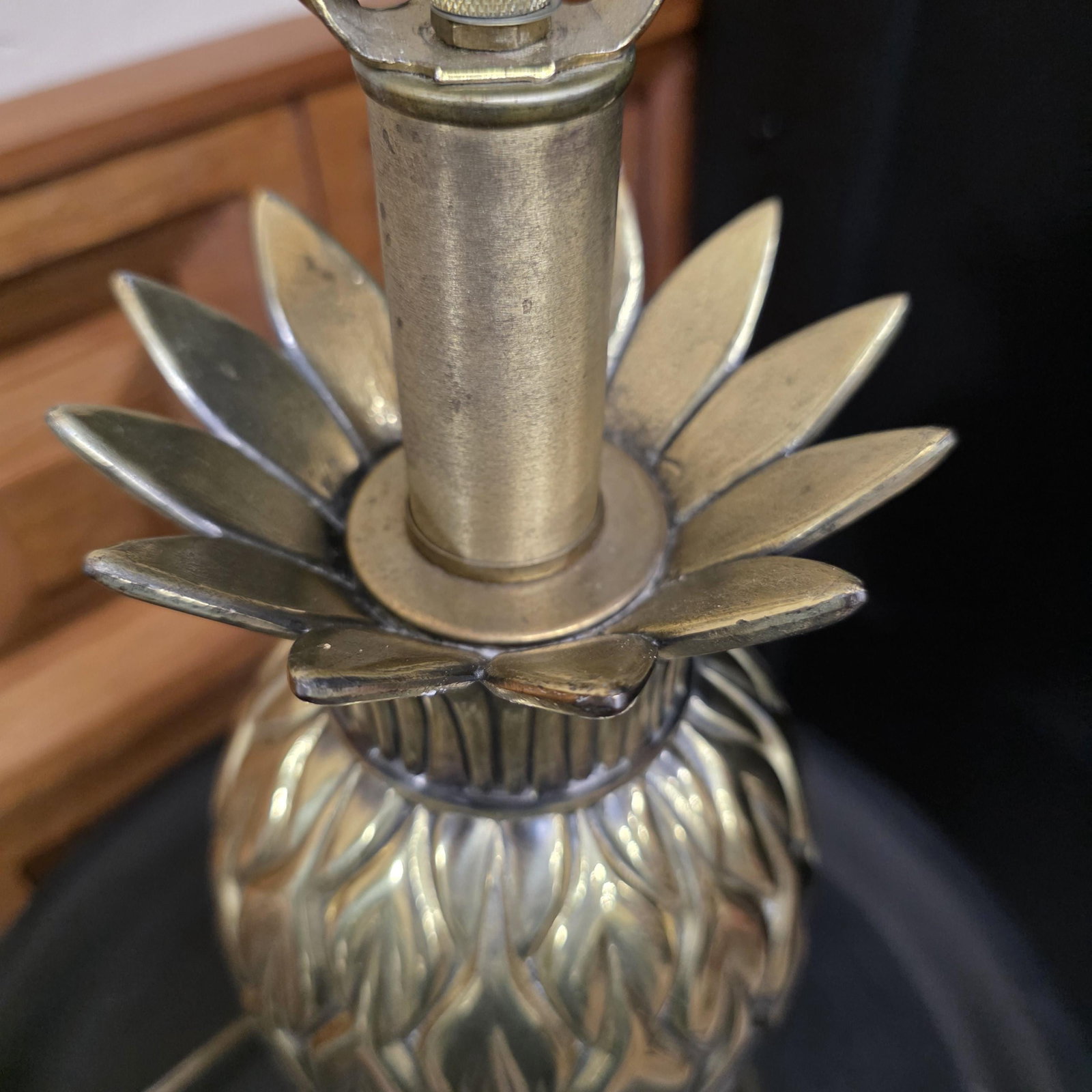 1980s Brass Pineapple Lamp Table Lighting, Palm Beach Chic Decor - 17