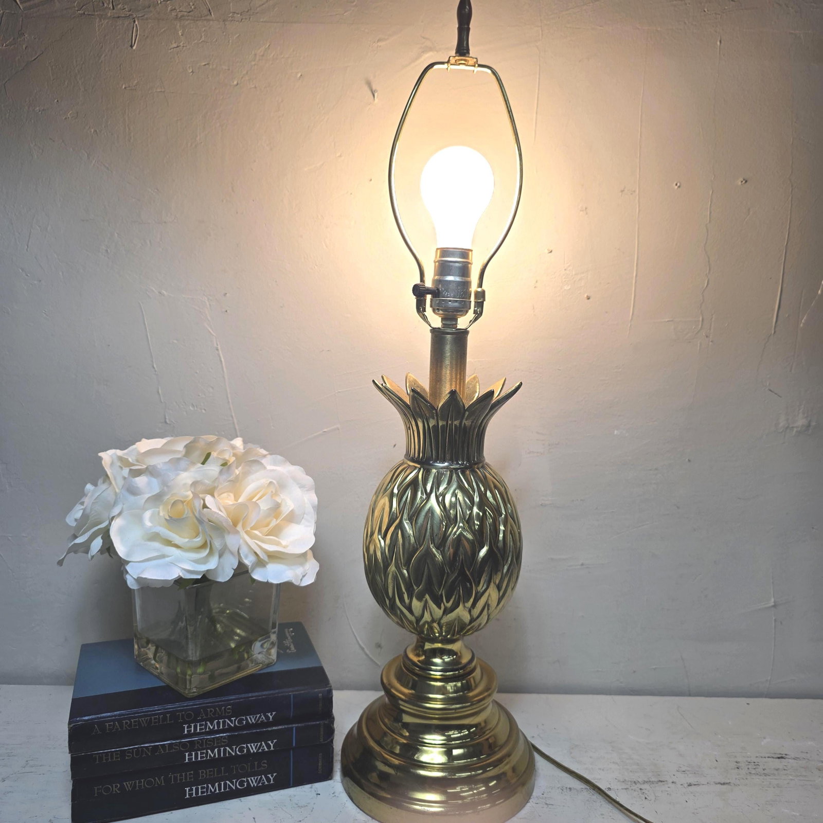 1980s Brass Pineapple Lamp Table Lighting, Palm Beach Chic Decor - 2