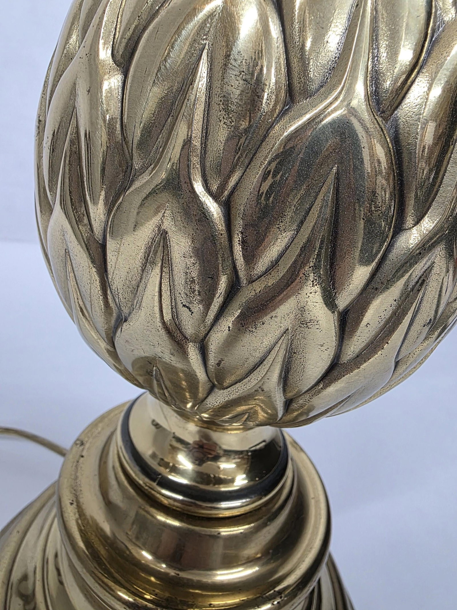 1980s Brass Pineapple Lamp Table Lighting, Palm Beach Chic Decor - 5