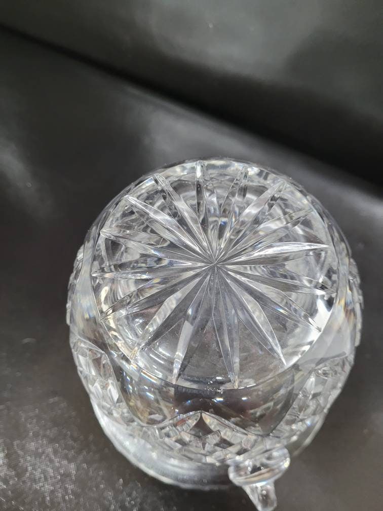 Vintage Crystal Glass Ice Bucket Cubes Tongs Barware Set Bar Cart Accessory Hollywood Regency - 3