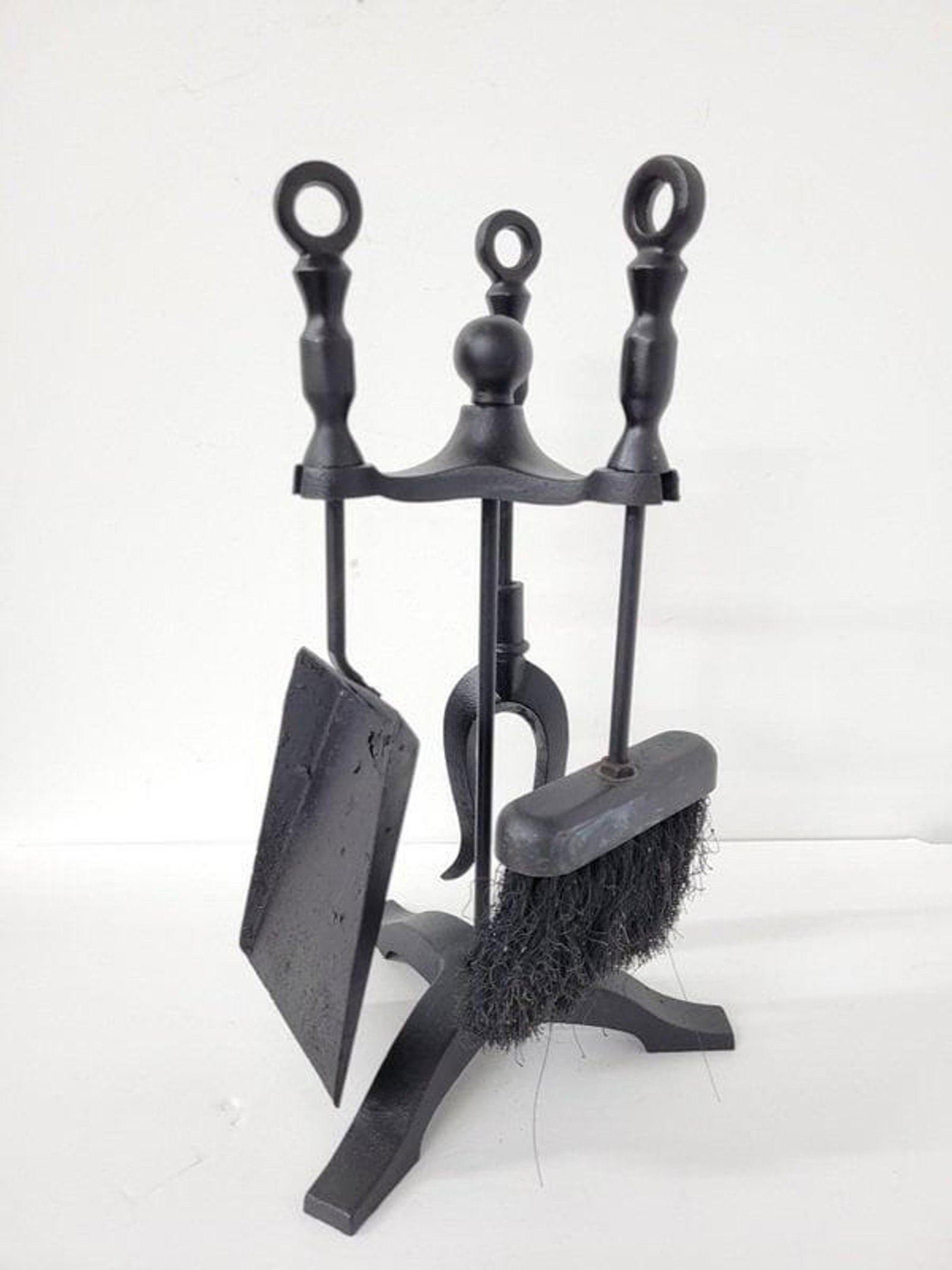 Vintage Small Fireplace Tool Set Medieval Iron Gothic Pitchfork Poker Hearth Decor - 10