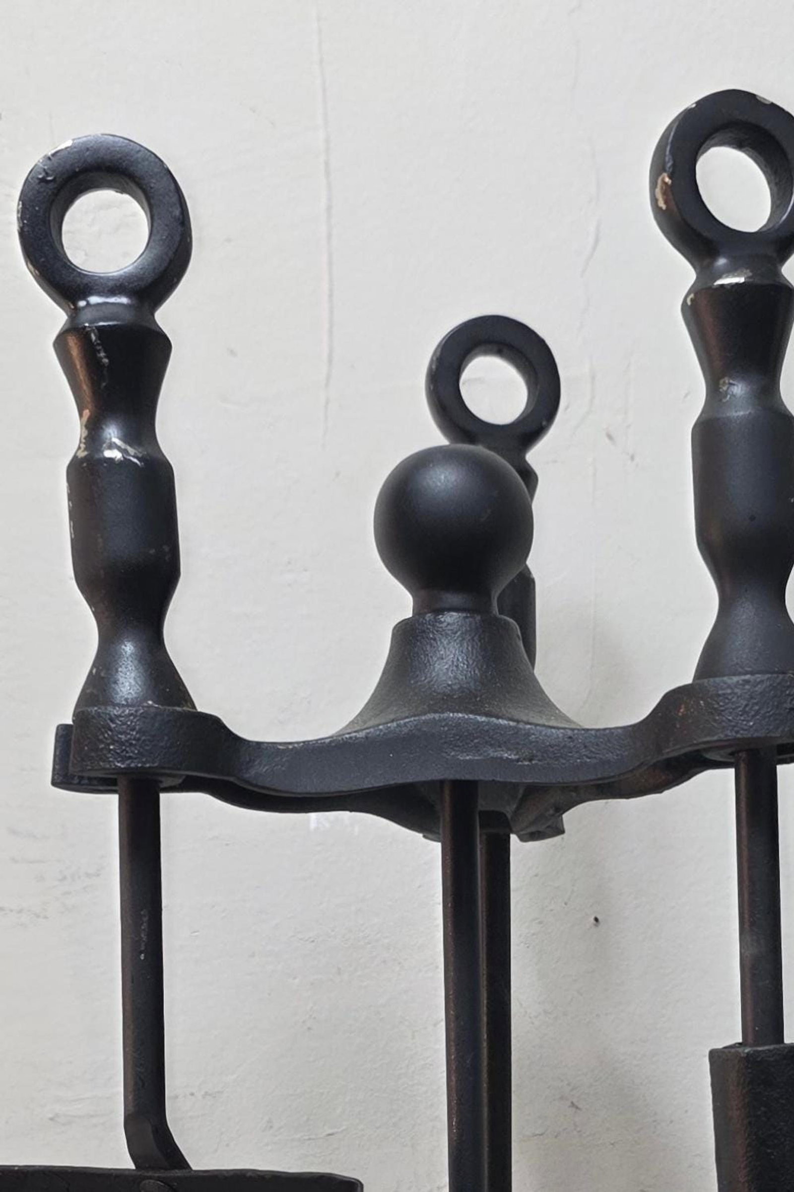 Vintage Small Fireplace Tool Set Medieval Iron Gothic Pitchfork Poker Hearth Decor - 11