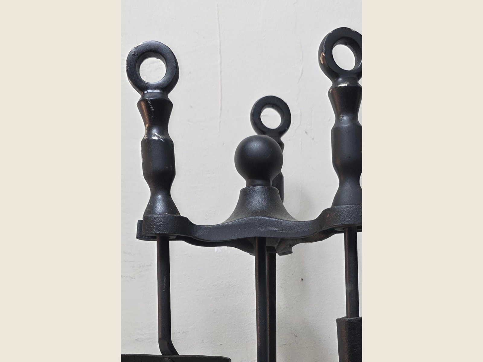 Vintage Small Fireplace Tool Set Medieval Iron Gothic Pitchfork Poker Hearth Decor - 16