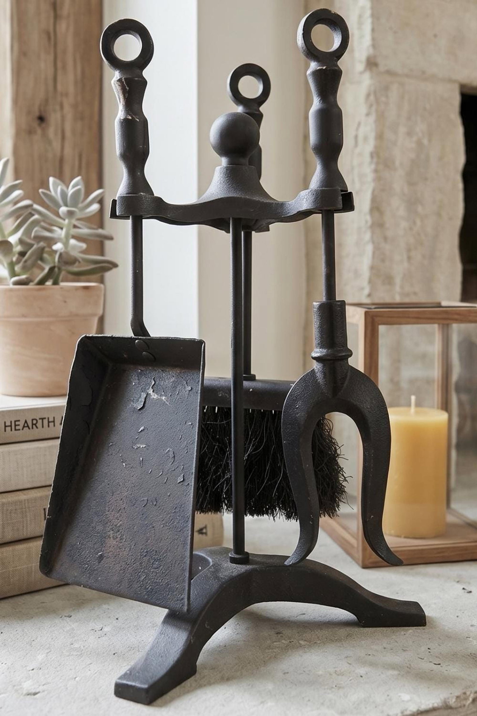 Vintage Small Fireplace Tool Set Medieval Iron Gothic Pitchfork Poker Hearth Decor: Elevate Your Hearth this Mini Fireplace Set, Medieval Iron with a Gothic pitchfork poker, perfect for the apartment or urban home or were every space is curated with purpose. Also perfect for an outdo