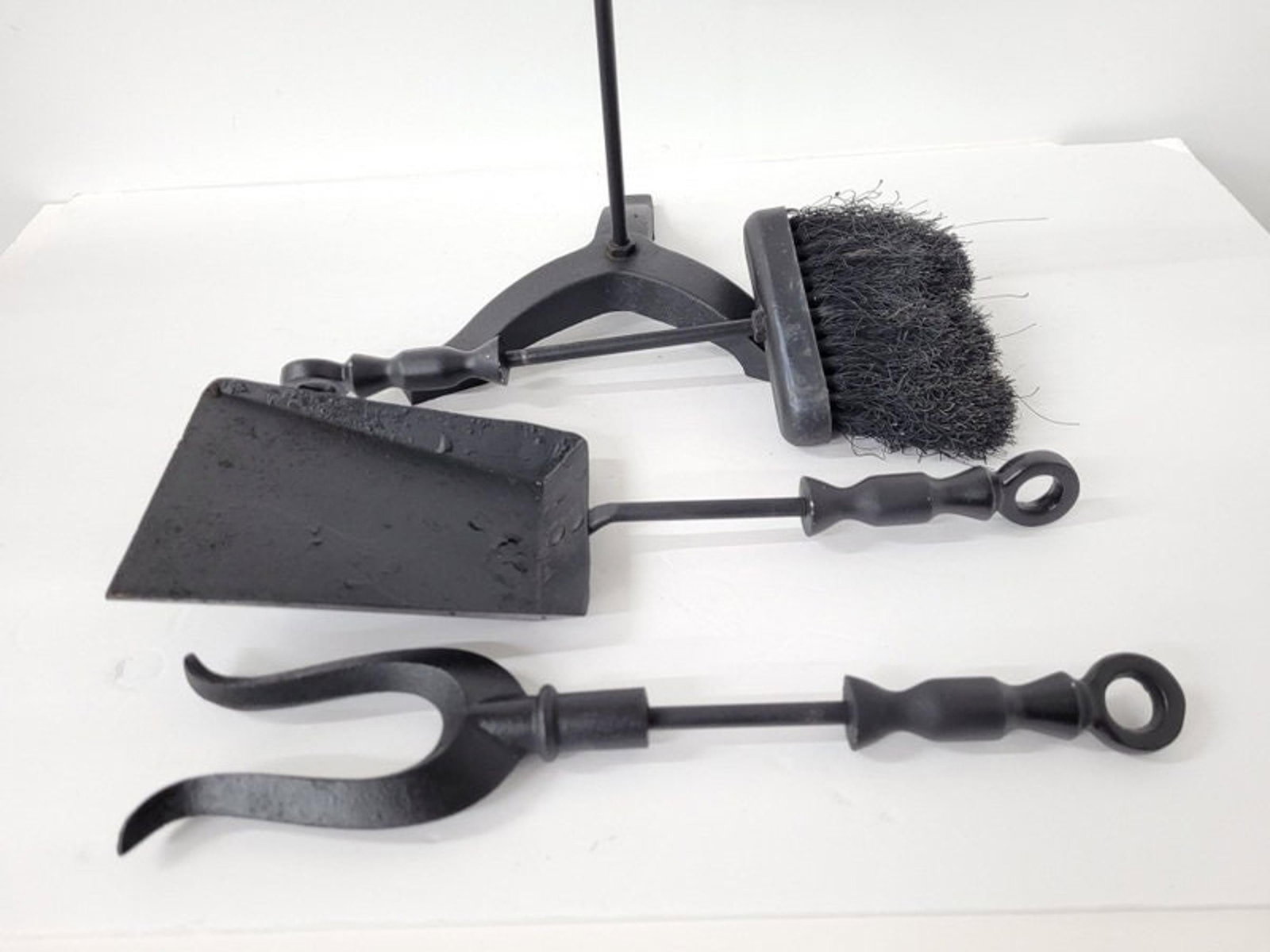 Vintage Small Fireplace Tool Set Medieval Iron Gothic Pitchfork Poker Hearth Decor - 7