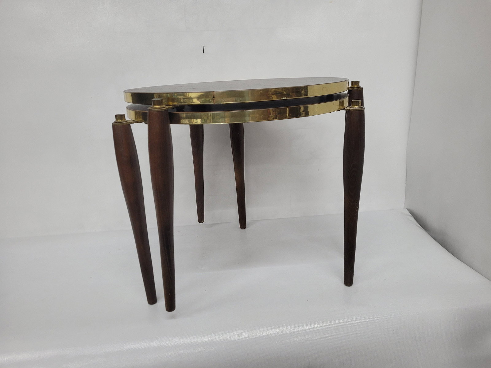 Mid Century Modern Round Tables Tripod Wood Legs Small Apartment Size Stackable Plant Stands - 6