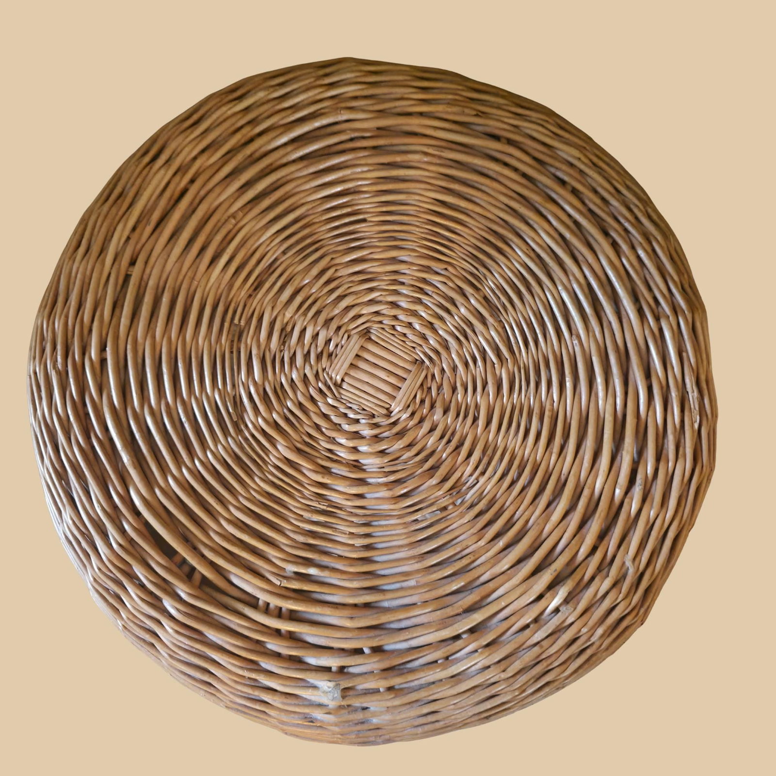 Mid Century Wicker Mushroom Stool Tripod Wood Leg Tony Paul Style Rattan Natural Organic - 4