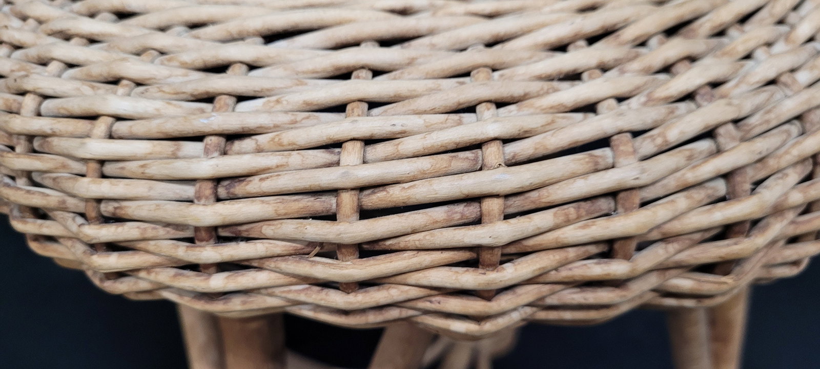 Vintage Rattan Mushroom Stool Wicker Plant Stand Organic Accent Table Mid Century Natural - 3
