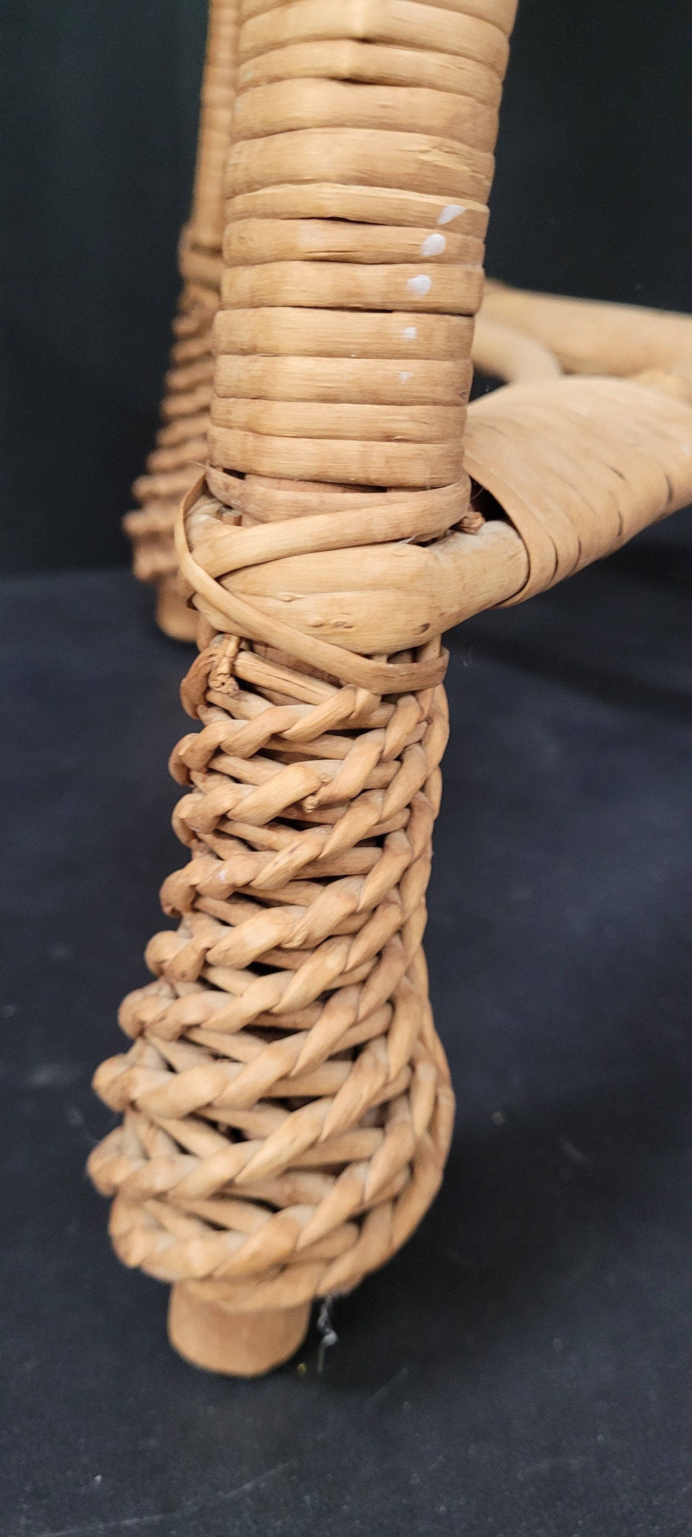 Vintage Rattan Mushroom Stool Wicker Plant Stand Organic Accent Table Mid Century Natural - 4